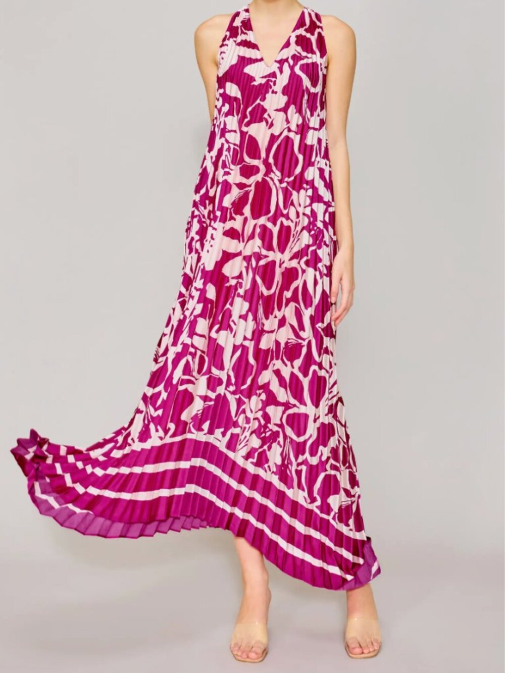 Melloday Pleated Floral Satin Maxi Dress, NWT from Nordstrom, Large 12-14